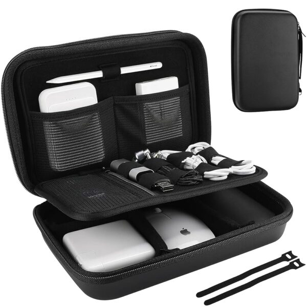 ProCase Hard Travel Electronic Organizer Case for MacBook Power Adapter Chargers Cables Power Bank Apple Magic Mouse Apple Pencil USB Flash Disk SD Card Small Portable...