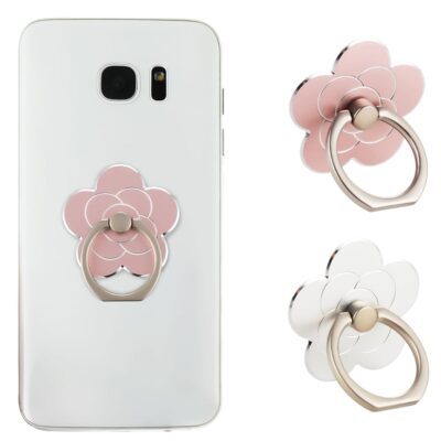 Sibba 2pcs Phone Ring Holder Kickstand Cellphone Flower Finger Ring Grips Stand Metal Universal Accessories Compatible with Smartphone, Mobile Phones, Phone case (Silver, Rose…