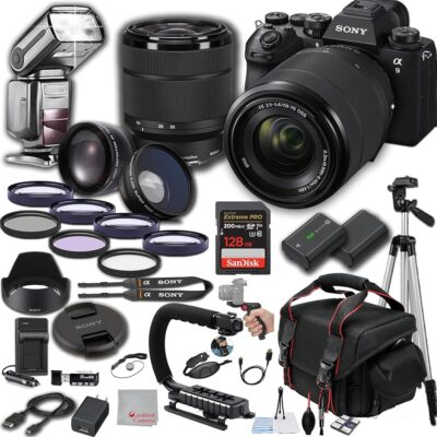 Sony a9 III Mirrorless Camera with 28-70mm Lens, LED Light, Microphone, 128GB Extreme Memory, TTL Pro Flash, Filters, Lenses, Case Tripod, Grip, and More – Pro Photo Bundle…