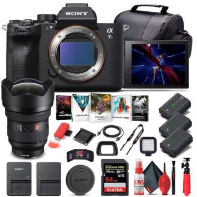 Sony Alpha a7S III Mirrorless Digital Camera (Body Only) ILCE7SM3/B + Sony FE 12-24mm Lens + 64GB Memory Card + 2 x NP-FZ-100 Battery + Corel Photo Software + Case + External…