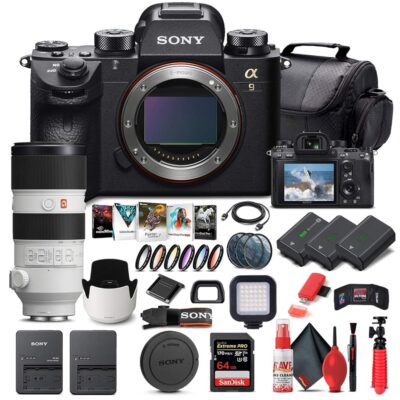 Sony Alpha a9 II Mirrorless Digital Camera (Body Only) (ILCE9M2/B) + Sony FE 70-200mm Lens + 64GB Memory Card + 2 x NP-FZ-100 Battery + Corel Photo Software + Case + External…