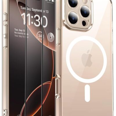 SPIDERCASE Designed for iPhone 16 Pro Max Case, Built-in Camera Protection with 2Pcs Screen Protectors [Not Yellowing] Slim Protective Phone Case for iPhone 16 Pro Max 6.9”,Clear