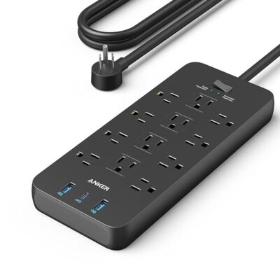 Surge Protector Power Strip (2100J), Anker 12 Outlets with 1 USB C and 2 USB Ports foriPhone 15/15 Plus/15 Pro/15 Pro Max, 5ft Extension Cord, Flat Plug, 20W USB C Charging for…