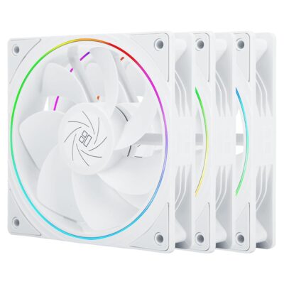 Thermalright TL-S12RW X3 CPU Fan 120mm White Computer Cooler Fan, Fine Aperture ARGB Halo PC Fan,Reverse Airflow Design Chassis Fan, 1500RPM Speed,3-Pack