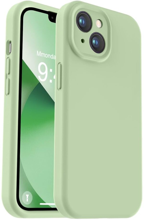 Vooii Compatible with iPhone 13 Case, Liquid Silicone Upgrade [Camera Protection] [Soft Anti-Scratch Microfiber Lining] Shockproof Phone Case for iPhone 13 6.1 inch - Matcha