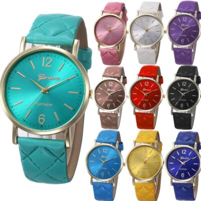 10 Pack Women Men Unisex Platinum Watches Roman Leather Band Analog Quartz Wrist Watch