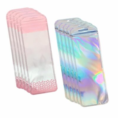 100 PCS Pen Packaging Bags Resealable Holographic Bags for Small Bussniss Ziplock Packaging Bag for Jewelry,Pen2.75×8.66″