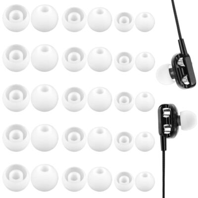 15 Pairs Silicone Ear Tips Replacement Earbuds, Soft Silicone Earbuds EarbudsIn-Ear Earphone Earbuds, Replacement Earbuds with Noise Reduction Hole, Fits Most in-Ear Earphone…