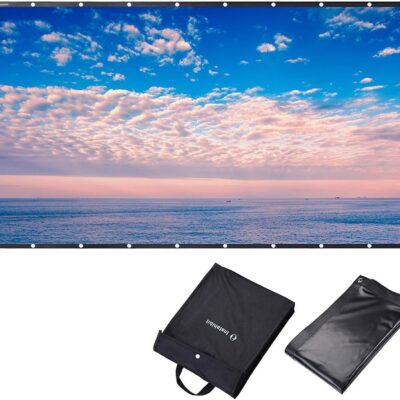 150″ 16:9 Foldable Projector Screen Portable Outdoor Backyard Movie Screen Front Projection Screen PVC 3D 4K HD Indoor Home Theater Camping with Carry Bag