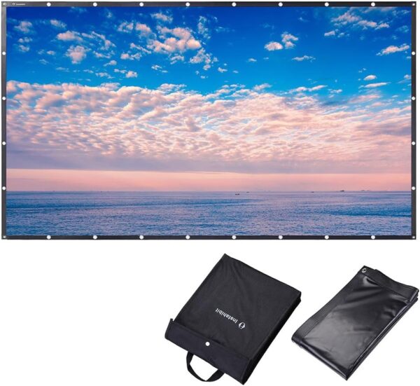 150" 16:9 Foldable Projector Screen Portable Outdoor Backyard Movie Screen Front Projection Screen PVC 3D 4K HD Indoor Home Theater Camping with Carry Bag