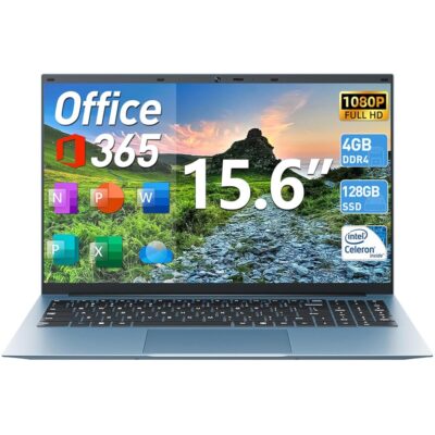 15.6 Inch Laptops, Windows 11 Laptop Computer with 4GB RAM 128GB SSD, Expandable 4TB, Celeron N5095 Quad-Core(Up to 2.9GHz), 1 Year Office 365, WiFi 6, 7000mAh Battery, USB 3.2,…