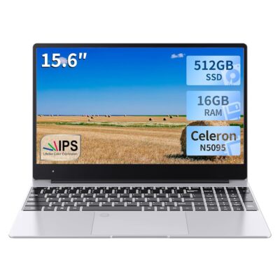 15.6” Windows Laptop,Intel Celeron N5095 Processor(up to 2.9GHz), 16 GB RAM, 512 GB SSD, Fingerprint Unlock, Windows 11, Laptop for Business, Office or Student use (N5095-16+512)