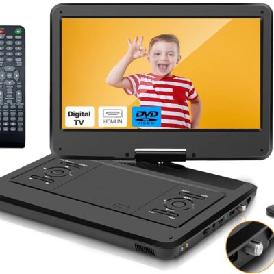 16.5″ Inch Portable TV/DVD Player Combo with 14″ HD Swivel LED Screen and Digital Tuner,HDMI Input, Built-in Battery, Dual Stereo High Volume Speakers, DVD Player with Remote