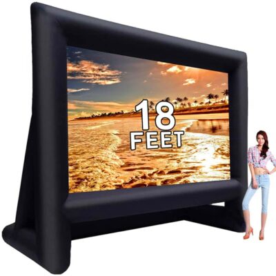 18 feet Inflatable Outdoor Projector Movie Screen – Package with Rope, Blower, Tent Stakes – Portable,Great for Outdoor and Indoor Party Backyard Pool Watch Movies