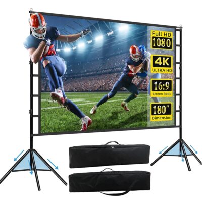 180 inch Projector Screen and Stand, 15FT Large Indoor Outdoor Movie Projection Screen 4K HD 16: 9 Anti Crease Design for Backyard Movie Night Easy to Clean, 1.1Gain, 160°…