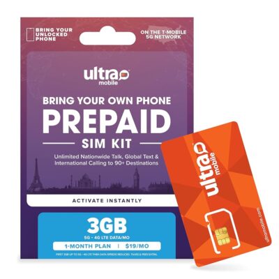 $19/mo. Ultra Mobile Prepaid Phone Plan with Unlimited Talk, Text and 3GB of 5G • 4G LTE Data (SIM Card Kit)