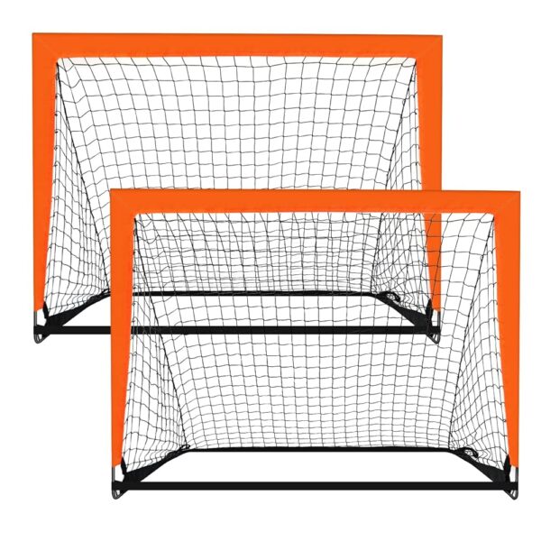 2 Pack 4’ x 3’ Size Portable Kid Soccer Goals for Backyard, Indoor and Outdoor Pop Up Soccer Goals, Orange, Theresduet