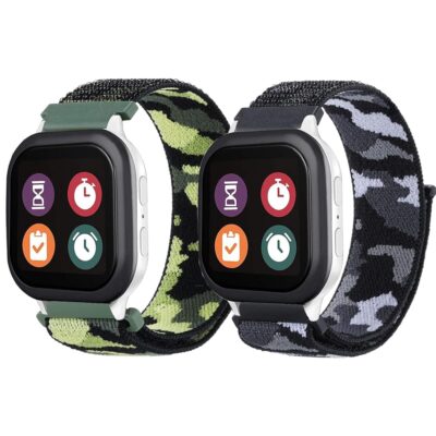 2 Pack Camo Nylon Band Compatible with Gizmo Watch 3/3 Adventure/2/1/Gabb Watch 3 2 1/SyncUP Kids Watch,Cosmo JrTrack Watch Band for Kids, 20mm Hook & Loop Watch Band…