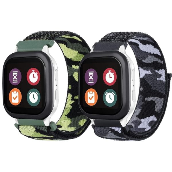 2 Pack Camo Nylon Band Compatible with Gizmo Watch 3/3 Adventure/2/1/Gabb Watch 3 2 1/SyncUP Kids Watch,Cosmo JrTrack Watch Band for Kids, 20mm Hook & Loop Watch Band...