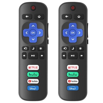 2 Pack Replacement Remote Controls Compatible with Roku Smart TV, Infrared Remotes for TCL/Hisense/Sharp/Philips/Onn/Element/Insignia Roku TV (Not Compatible with Roku Stick,…