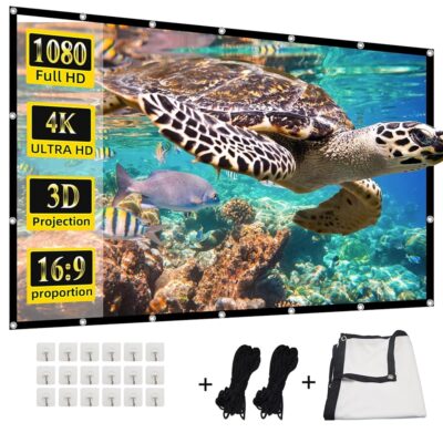 200 inches Projector Screen,HUANYINGBJB 4K 16:9 HD Rear Front Projector Screen Foldable Projection Screen Double-Sided Portable Outdoor Projector Screen for Movie Home Theater…