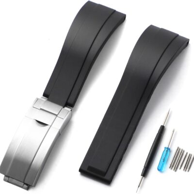 20mm 21mm 22mm Rubber Watch Band For Rolex Cosmograph Daytona,Submariner,Yacht-Master,GMT-Master,Sea Dweller,Sky Dweller, Air-King,Datejust ,Day-Date,Explorer,DEEPSEA,Oyster…