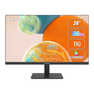 24 Inch Monitor – FHD 1080p 100Hz (Supports 75hz) Computer Monitor 24 inch with Bluelight Filter HDMI VGA Ports, 100×100 mm VESA (Wall Mountable), Ultra Thin Bezel Designed