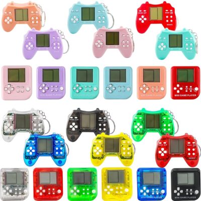 24 Pack Video Game Keychains Video Game Party Favors Mini MultiColors Gamepad Keychain Bulk for Kids Birthday Party Supplies Goodies Bags Stuffer