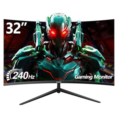 32 Inch Curved Gaming Monitor 240Hz, 1800R PC Monitor Full HD 1080P, Frameless Computer Dispaly with Freesync and Eye Care Technology, Wall Mountable