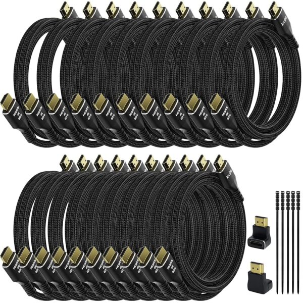 4K HDMI Cable 6 Feet (20 Pack), Ultra HD HDMI 2.0 Cable, Nylon Braided & Gold-Plated Connectors, 4K @ 60Hz, 2K,1080P, HDCP 2.2, ARC, Bulk HDMI Cables for Laptop, Monitors, HDTV,...