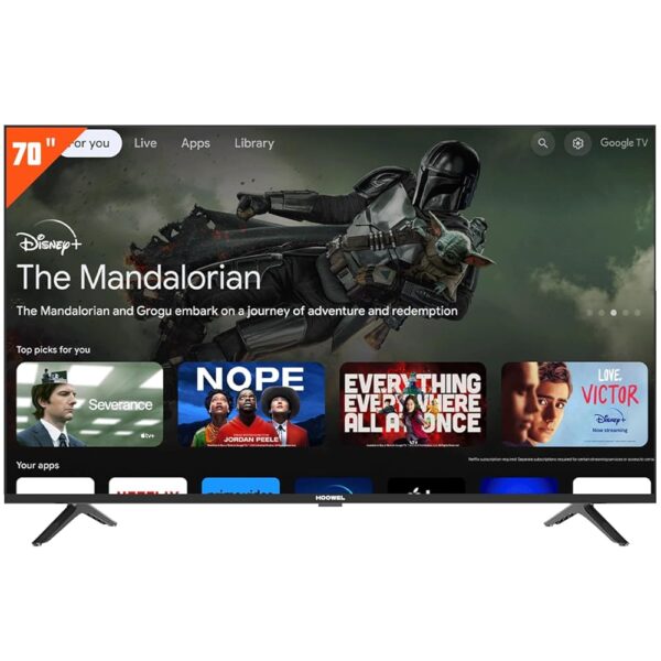 70Inch 4K LED Smart TV with Google TV, Google Play and Chromecast Built-in, HDR 10, Dolby Audio, Voice Remote, Compatible with Bluetooth, Streaming UHD Television Black