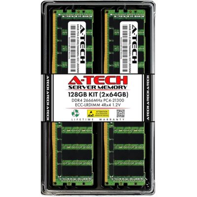 A-Tech 128GB Kit (2x64GB) RAM for Dell Precision T7910 XL | DDR4 2666MHz PC4-21300 ECC LRDIMM 4Rx4 Load Reduced Server Memory Upgrade