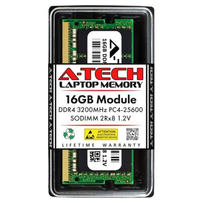 A-Tech 16GB RAM Replacement for Dell SNPWTHG4C/16G, AA937596, AA960023, WTHG4, 0WTHG4 | DDR4 3200MHz PC4-25600 2Rx8 Non-ECC SODIMM Laptop & All-in-One Single Memory Module