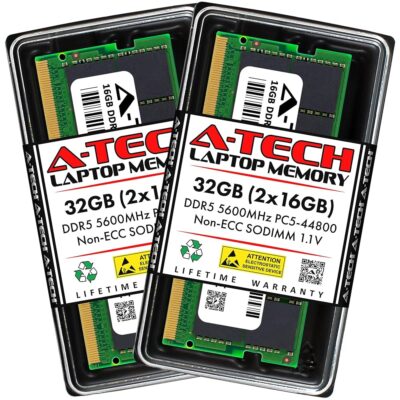 A-Tech 32GB Kit (2x16GB) RAM for HP EliteBook 845 G10, 865 G10 Laptop | DDR5 5600MHz PC5-44800 SODIMM 1.1V 262-Pin Non-ECC SO-DIMM Memory Upgrade