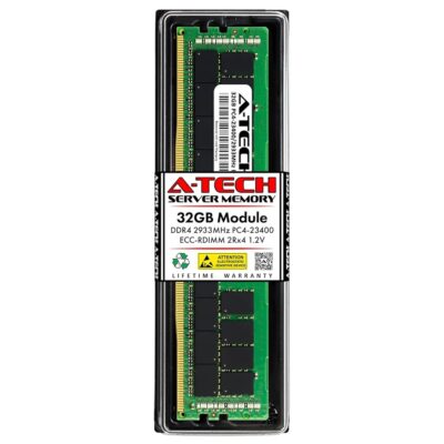 A-Tech 32GB Replacement for HP P00924-B21 – DDR4 2933MHz PC4-23400 ECC Registered RDIMM 2Rx4 1.2V – Single Server Memory RAM Stick (P00924-B21-ATC)