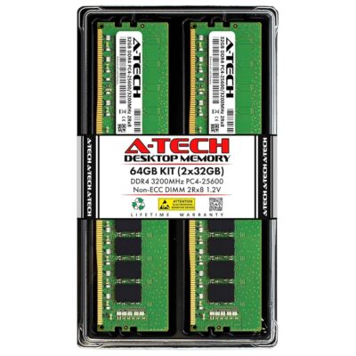 A-Tech 64GB Kit (2x32GB) RAM for HP EliteDesk 800 G8 SFF, 800 G8 Tower, 805 G8 SFF | DDR4 3200MHz PC4-25600 DIMM Non-ECC UDIMM Memory Upgrade