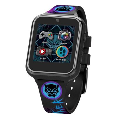 Accutime Kids Marvel Black Panther Black Educational ,Touchscreen Smart Watch Toy for Boys, Girls, Toddlers – Selfie Cam, Learning Games, Alarm, Calculator, Pedometer (Model:…