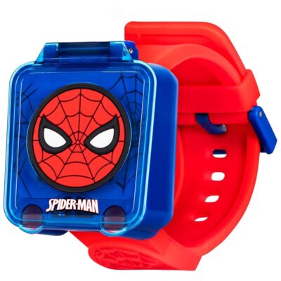 Accutime Marvel Spider-Man Educational Learning Digital Blue Watch for Boys, Toddlers, Kids with Red Strap – Includes Timer, Stopwatch, Alarm, Games! Perfect for Girls and Boys 3+!