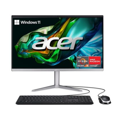 Acer Aspire C24-1300-UR31 AIO Desktop | 23.8″ Full HD IPS Display | AMD Ryzen 3 7320U Quad-Core Processor | AMD Radeon 610M Graphics | 8GB LPDDR5 | 512GB PCIe SSD | Wi-Fi 6E |…