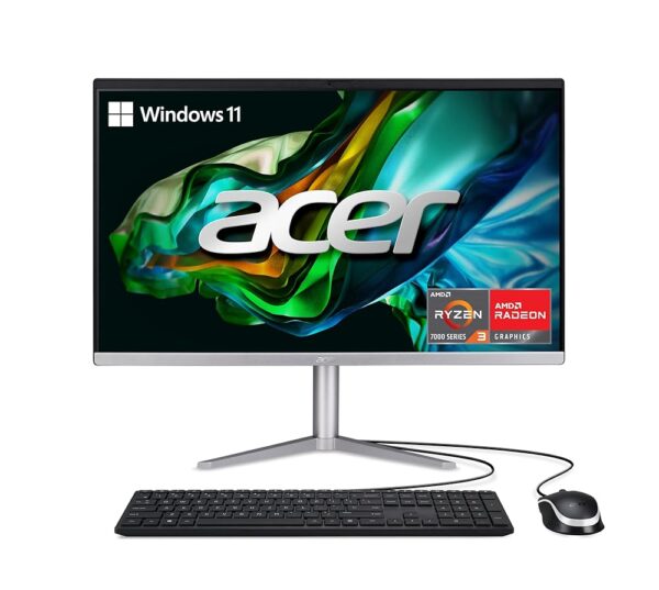 Acer Aspire C24-1300-UR31 AIO Desktop | 23.8" Full HD IPS Display | AMD Ryzen 3 7320U Quad-Core Processor | AMD Radeon 610M Graphics | 8GB LPDDR5 | 512GB PCIe SSD | Wi-Fi 6E |...