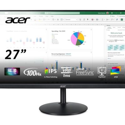 Acer CB272 Ebmiprx 27″ FHD 1920 x 1080 Zero Frame Home Office Monitor | AMD FreeSync | 1ms VRB | 100Hz | 99% sRGB | Height Adjustable Stand with Swivel, Tilt & Pivot (Display…