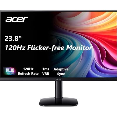 Acer KB242Y G0bi 23.8 IPS Full HD (1920 x 1080) Zero-Frame Gaming Office Monitor | Adaptive-Sync Support (FreeSync Compatible) | Up to 120Hz Refresh | 1ms (VRB) | sRGB 99% |…