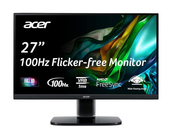 Acer KB272 EBI 27" IPS Full HD (1920 x 1080) Zero-Frame Gaming Office Monitor | AMD FreeSync Technology | Up to 100Hz Refresh | 1ms (VRB) | Low Blue Light | Tilt | HDMI & VGA...