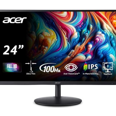 Acer SH242Y Ebmihx 23.8″ FHD 1920×1080 Home Office Ultra-Thin IPS Computer Monitor AMD FreeSync 100Hz Zero Frame Height/Swivel/Tilt Adjustable Stand Built-in Speakers HDMI 1.4 &…