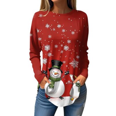 ADJHDFH Christmas T Shirt Women,Plus Size Xmas Tops,Women’s Fall Shirts,Xmas Long Sleeve Shirts for Women,Fall Tops for Women