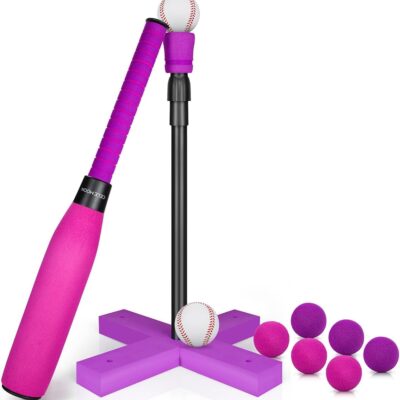 Adjustable TEE Foam T Ball Sets for Kids 3-5 Baseball Softball Bat Set Teeball Batting, 8 Balls Included for Toddlers Boys Girls Gift 3-5 5-8 Years Indoor Outdoor Sport Playing…