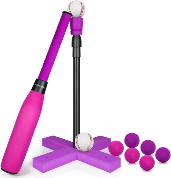 Adjustable TEE Foam T Ball Sets for Kids 3-5 Baseball Softball Bat Set Teeball Batting, 8 Balls Included for Toddlers Boys Girls Gift 3-5 5-8 Years Indoor Outdoor Sport Playing...