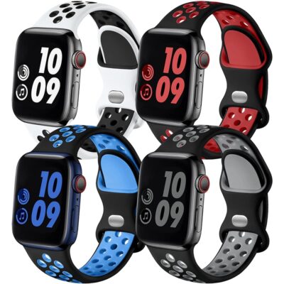 Adorve for Apple Watch Band 49mm 46mm 45mm 44mm 42mm for Women Men Girls, Cute 4 Pack Soft Silicone Sport Wrist Strap Compatible with iWatch Ultra 2 SE Series 10 9 8 7 6 5 3 2…