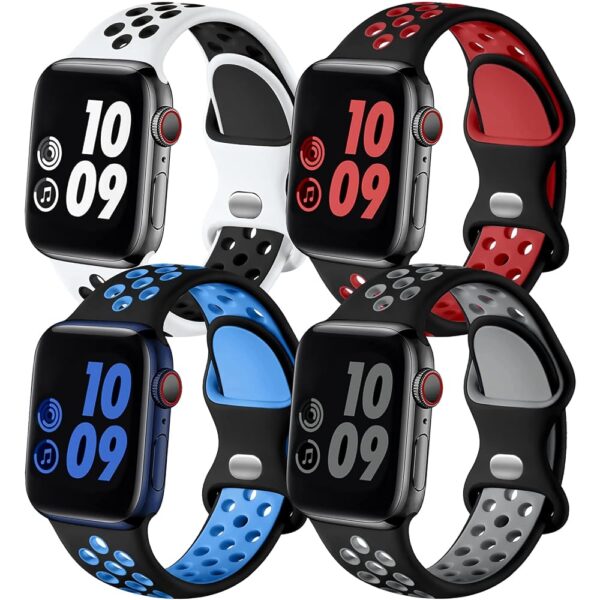 Adorve for Apple Watch Band 49mm 46mm 45mm 44mm 42mm for Women Men Girls, Cute 4 Pack Soft Silicone Sport Wrist Strap Compatible with iWatch Ultra 2 SE Series 10 9 8 7 6 5 3 2...