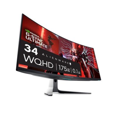 Alienware AW3423DW Curved Gaming Monitor 34.18 inch Quantom Dot-OLED 1800R Display, 3440×1440 Pixels at 175Hz, True 0.1ms Gray-to-Gray, 1M:1 Contrast Ratio, 1.07 Billions Colors…